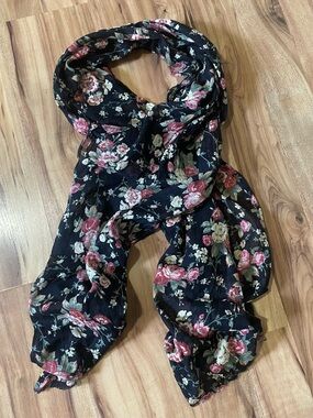 NWT Ralph Lauren Denim & Supply Vintage Boho Floral Gauze Scarf Raw Edge